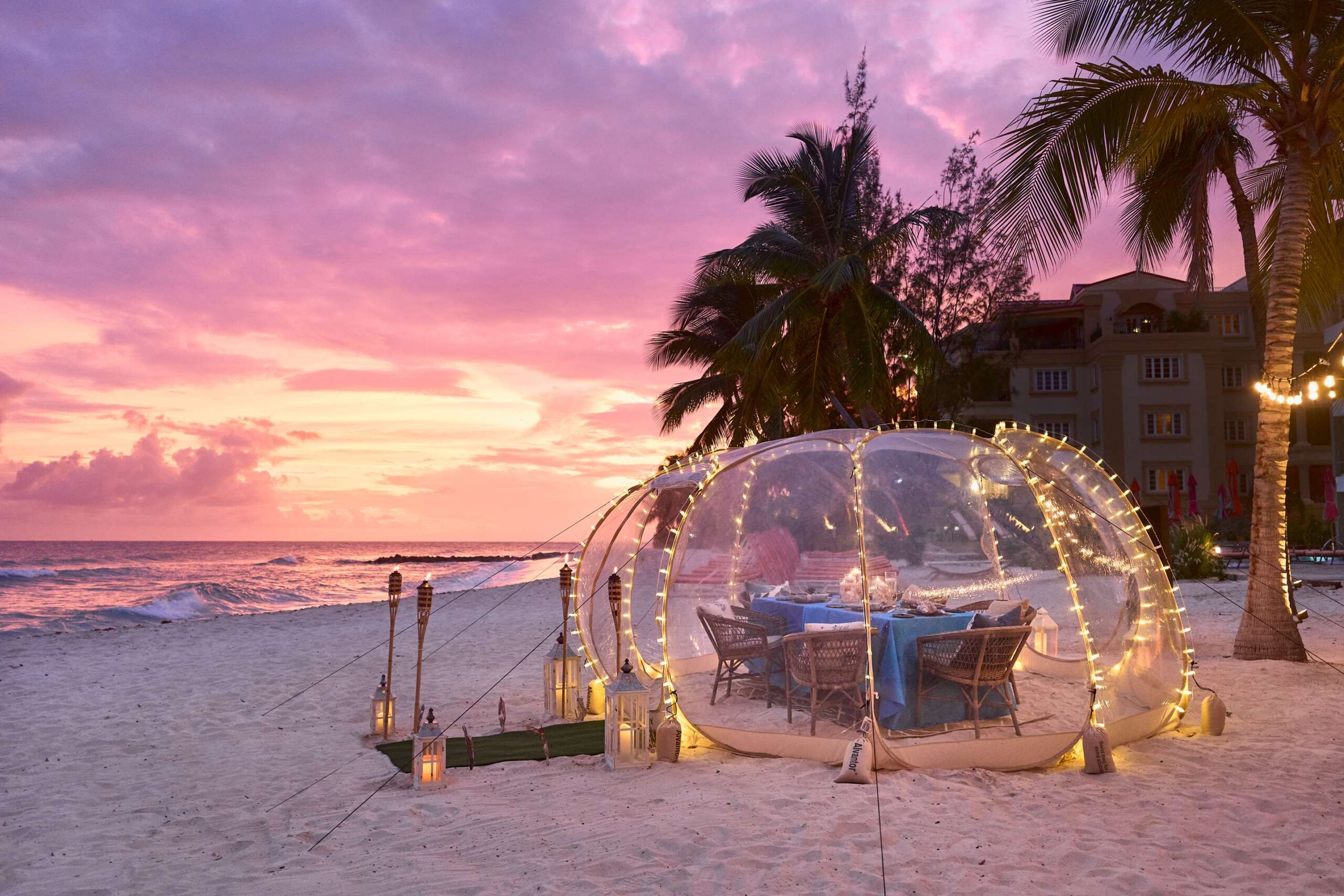 o2 beach club bubble dinner